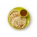 A plate of roti prata with curry on the side 