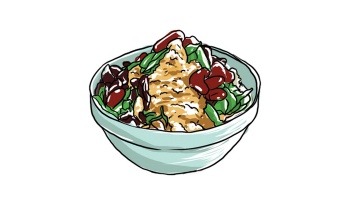 一碗清爽可口的<i> Chendol</i> 煎蕊，满载绿豆粉条、红豆和椰糖。