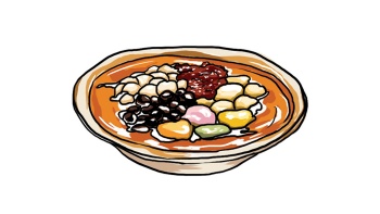 一碗健康的传统中式甜品<i>清汤</i>，由白果、莲子、龙眼、红枣和白木耳等食材烹制而成。