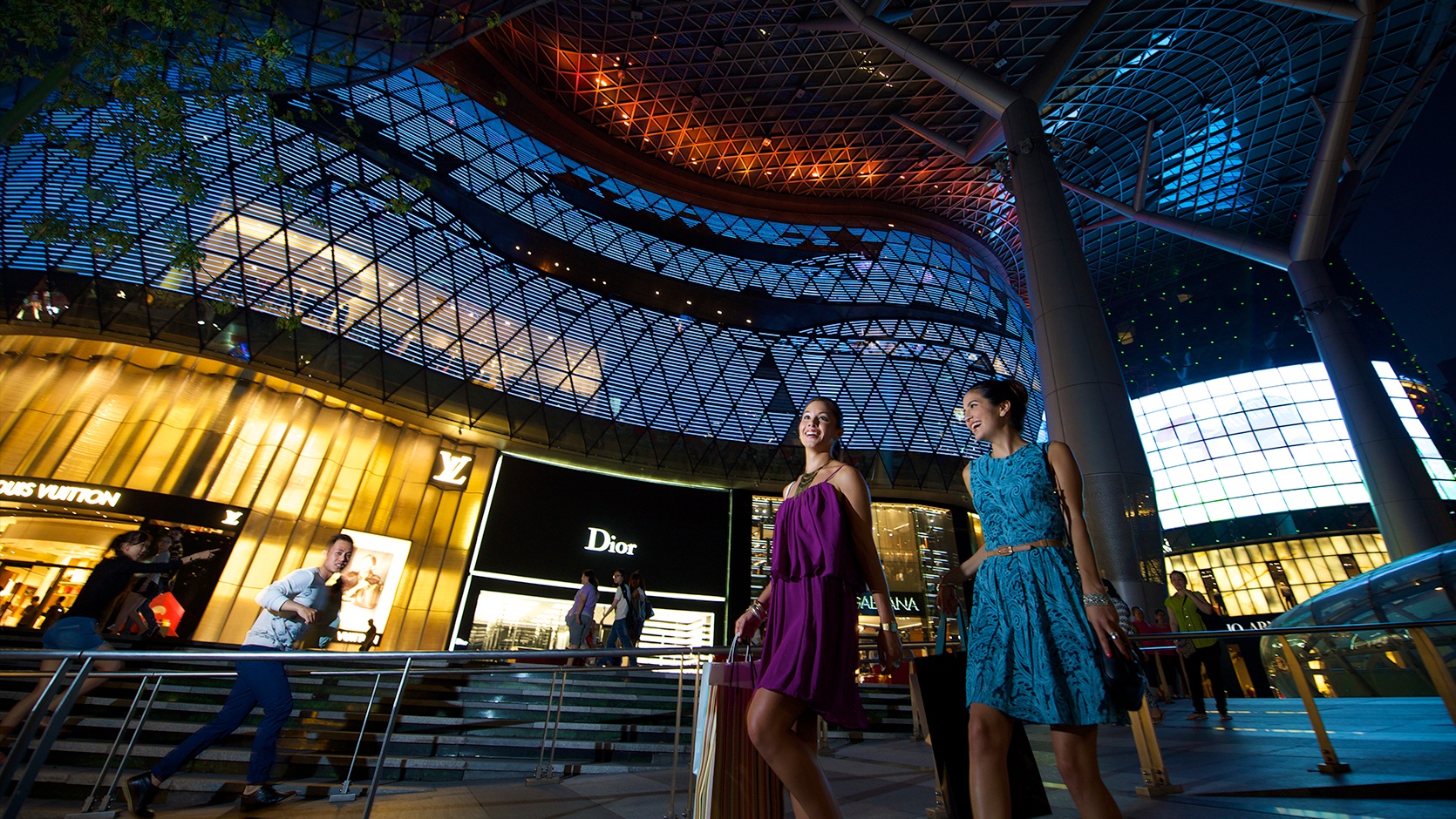 ladies with their shopping bags outside paragon shopping centre