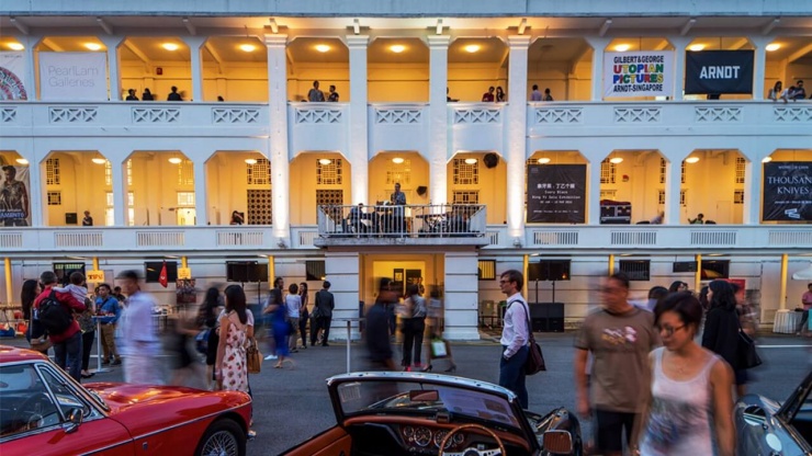 Patrons at Gillman Barracks during an event