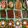 Flatlay of nasi padang dishes from Hjh Maimunah