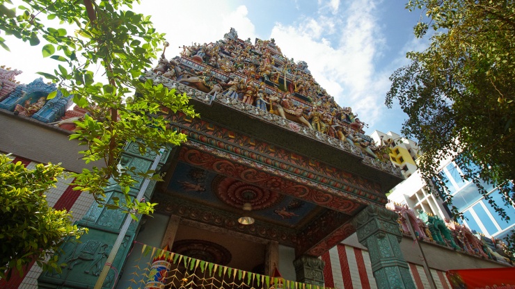 Exterior of the Sri Veeramakaliamman Temple in Little India