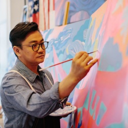 Jahan Loh painting on canvas