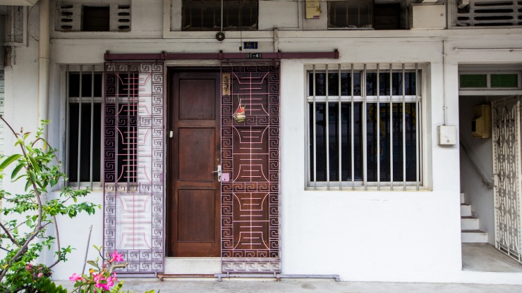 Old-school front door grill of a residential home in Tiong Bahru